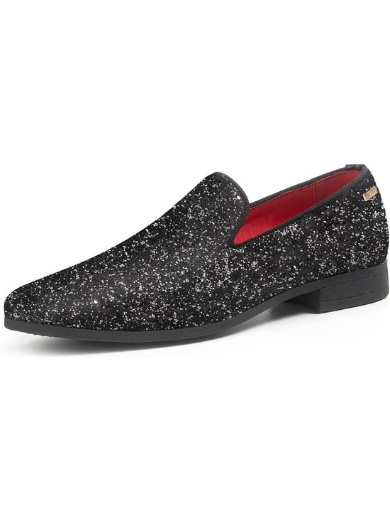 UUBARIS Men\'s Glitter Black Elegant Tuxedo Loafers Slip on Dress Formal Shoes main image 4
